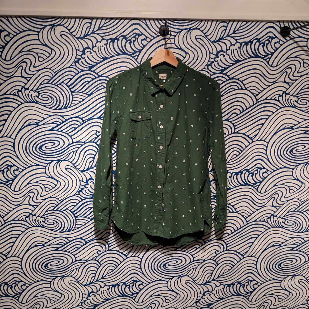 Bridge & Burn Green Print Button Up
